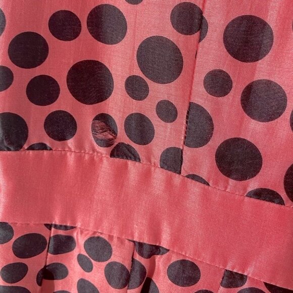 Vintage Kay Unger Pink Coral Polka Dots Midi Dress 8 - Picture 6 of 14